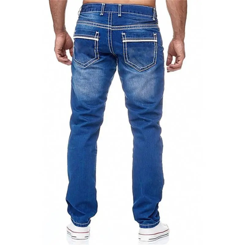 Straight Jeans Men Washed no hole Jean Spring Summer Boyfriend Jeans Streetwear Loose Cacual Designer Long Denim Pants Trousers - Buy online at  Vibe In Cart.