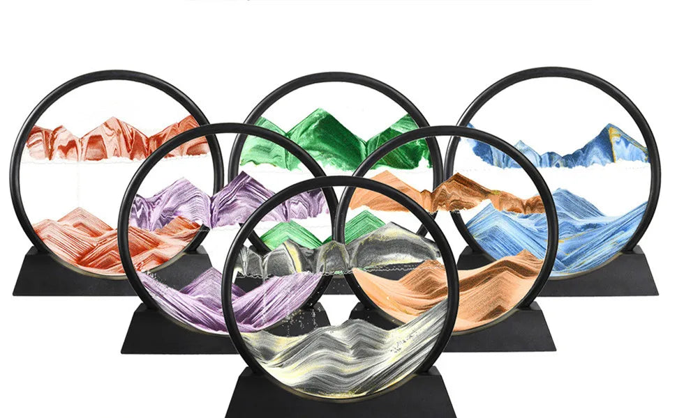3D Moving Sand Art Picture Round Glass Deep Sea Sandscape Hourglass Quicksand Craft Flowing Sand Painting Office Home Decor Gift - Buy online at  Vibe In Cart.
