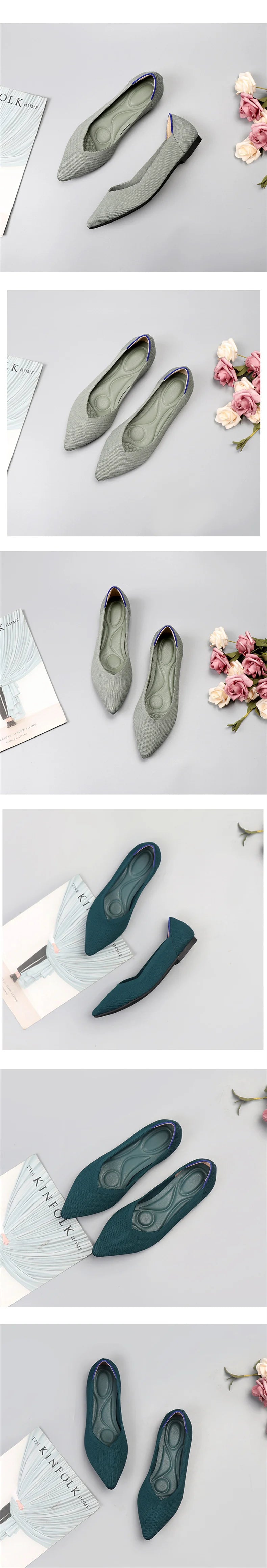 Breathable Polyester Shoes Women Spring Flats Pointy Toe Ballerinas Ladies Stretch Knitted Loafers Daily Casual Shallow Shoes - Buy online at  Vibe In Cart.