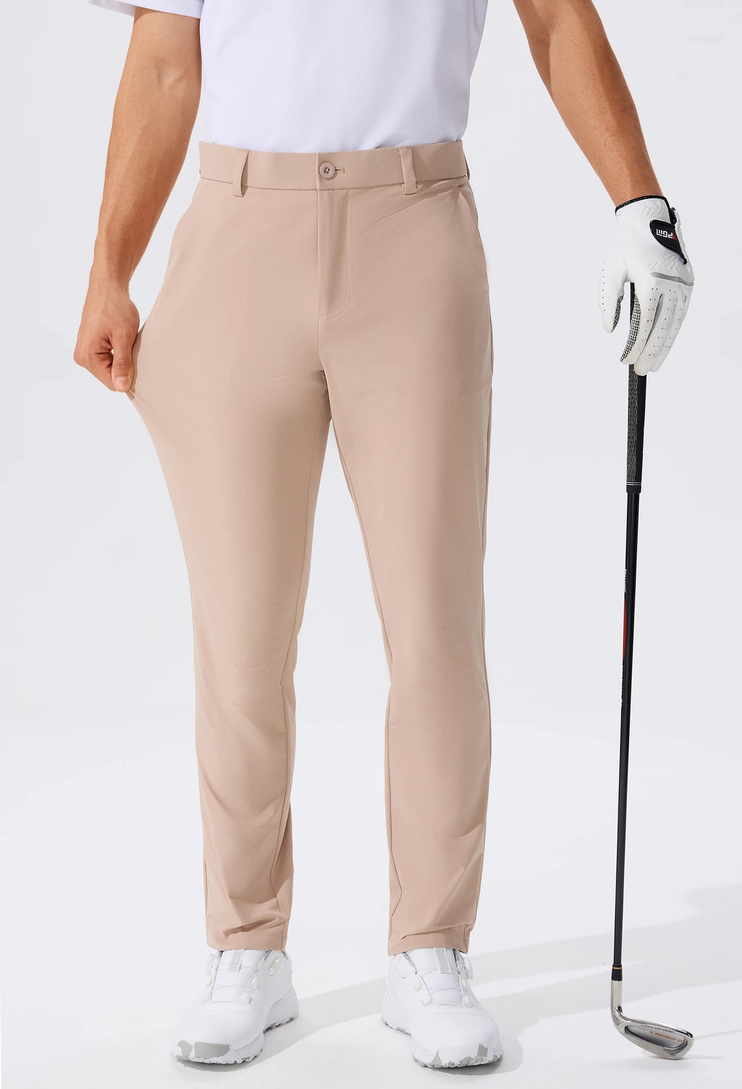 Men's Stretch Slim Straight Lightweight Polyester Golf Pants, Full Length