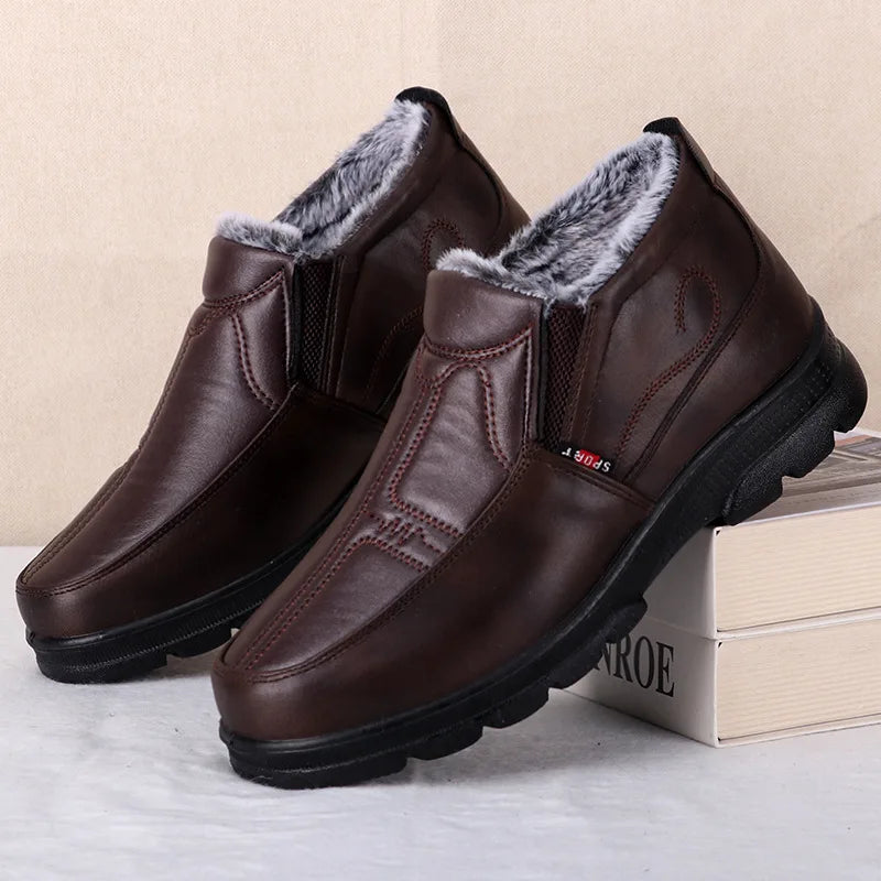Shoes for Men 2023 Winter Fashion Non-slip Cotton Shoes Men's Thickened Leather Waterproof Casual Snow Boots Zapatillas Hombre - Buy online at  Vibe In Cart.