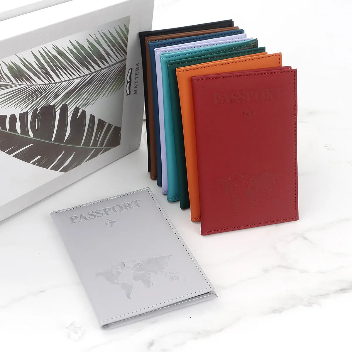 Passport Cover with World Map Design in PU, 14.5 x 10 cm