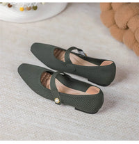 Women's Ankle Strap Weaving Ballerina Flats with Pearl