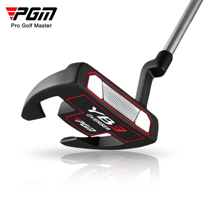 Men's Right-Handed Golf Putter with Aiming Line in Black and Red
