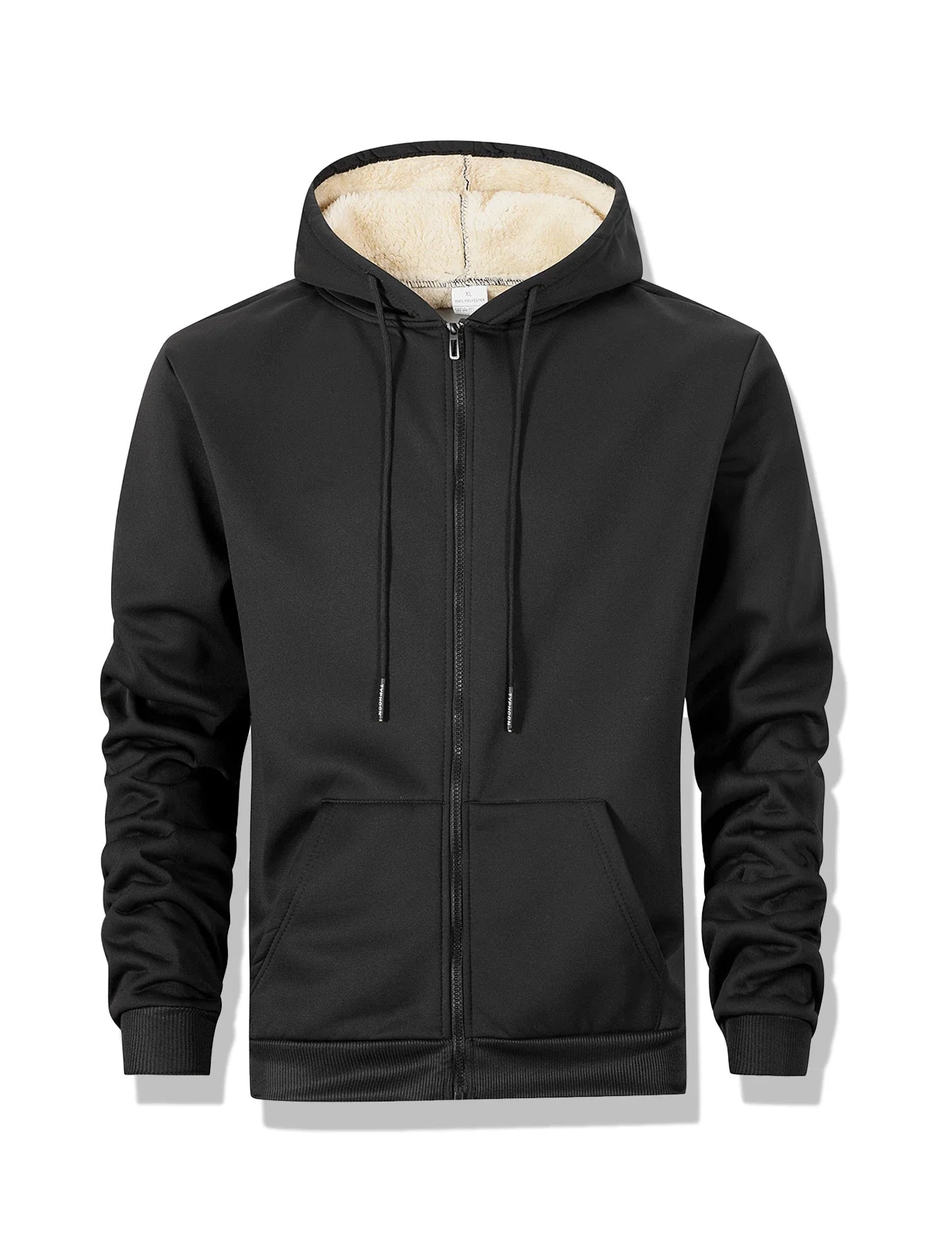 Winter Thick Fleece Zipper Hoodies Thicken Warm Jackets Long Sleeve Sweatshirts Casual Sports Fleece Black Coats Hooded Men Coat - Buy online at  Vibe In Cart.