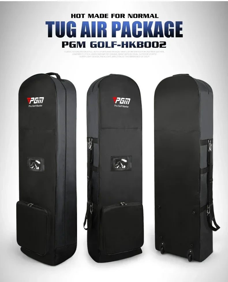 Nylon Single Layer Foldable Golf Aviation Bag with Pulley in Black