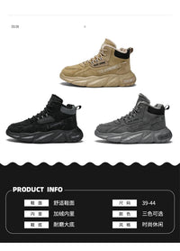 New autumn and winter high top and plush thick cotton shoes for men, casual, non slip, thick soled, cold resistant, warm cotton - Buy online at  Vibe In Cart.