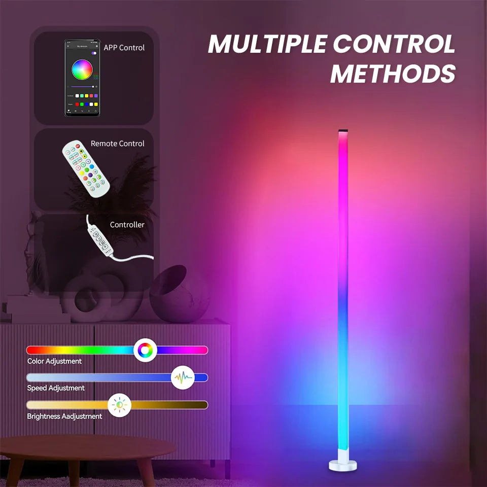 RGB LED Floor Lamp Remote & APP Control Music Sync Corner Lighting Modern Mood Lighting for Bedroom Living Room Gaming decor - Buy online at  Vibe In Cart.