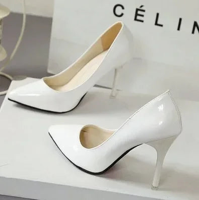 Women Solid Color Pumps Female High Heel Shoes Woman Fashion Patent Leather Sexy Pointed Toe Thin Heel Wedding Shoes - Buy online at  Vibe In Cart.