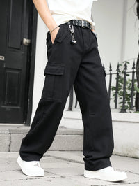 Men's multi pocket denim work pants straight leg denim pants - Buy online at  Vibe In Cart.