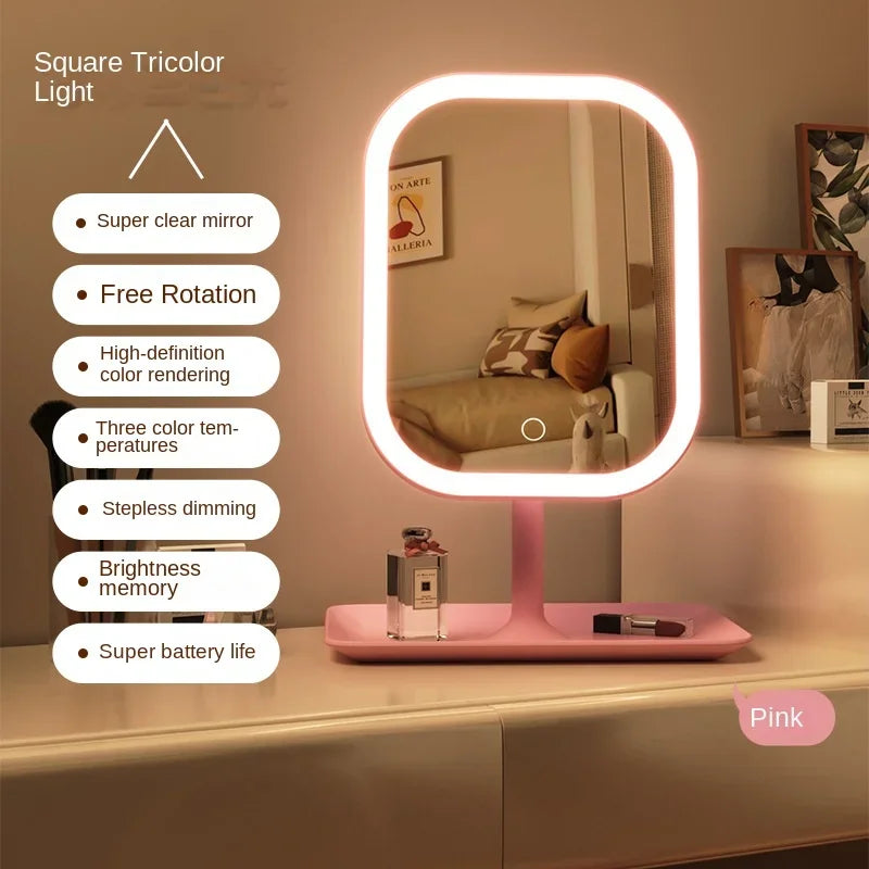 NEW 3 Colors Dimmable Lights Rechargeable LED Vanity Mirror Touch Control Makeup Mirror for Home Travel Portable Cosmetic - Buy online at  Vibe In Cart.