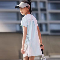 Girls Tennis Dress Kids Cute Golf Outfit School Sports Dresses Children Short Sleeve Workout Athletic Pleated Skirts With Shorts