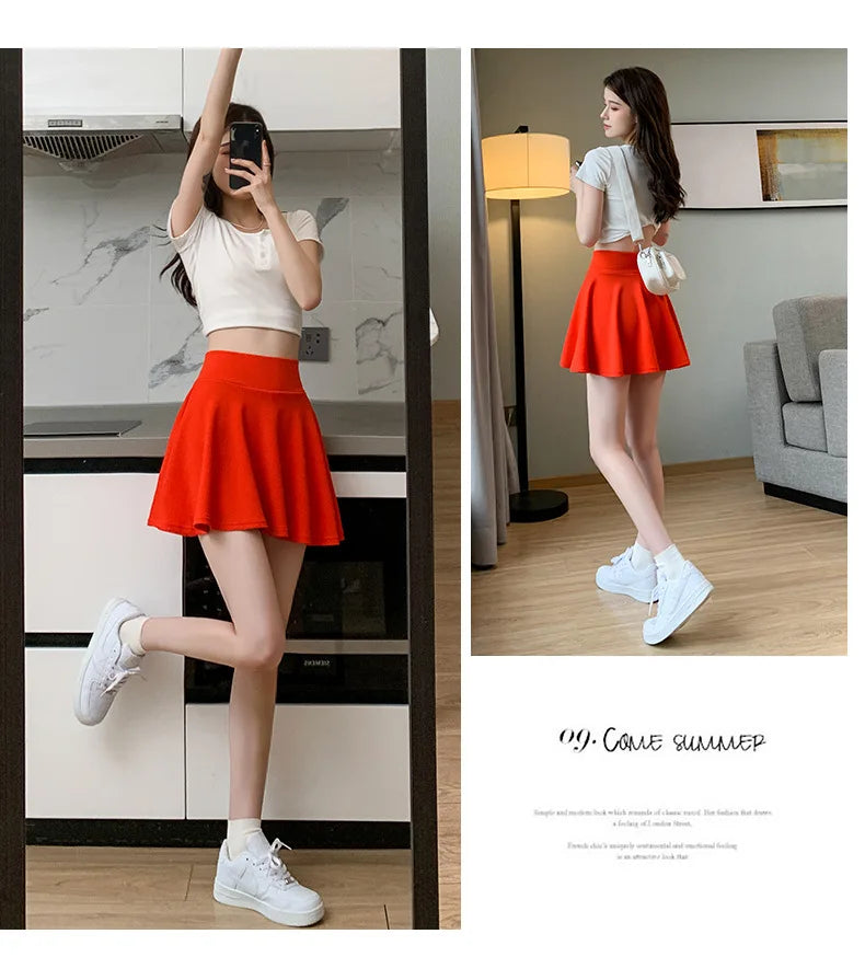 Summer Women's Skirts Fashion Sexy Mini Elastic Pleated Sun Skirts For School Girl Uniform Korean Black High Waist Tennis Skirts - Buy online at  Vibe In Cart.