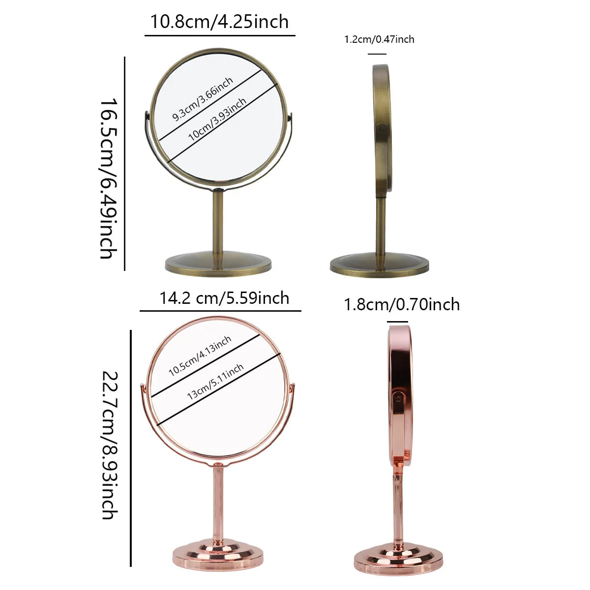 3/4/5in Double-Side Makeup Mirror With 2X Magnification Clear Reflection And Easy To Carry Desktop Vanity Mirror With Stand - Buy online at  Vibe In Cart.