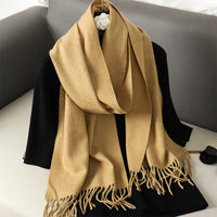 Women's Thick Warm Winter Polyester Scarf with Tassels