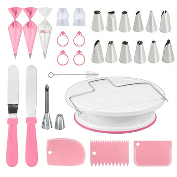 80PCS Cake Decorating Set-Non-Slip Turntable with 14 Piping Tips, Scrapers & Tools for Professional DIY Baking Tools Accessories - Buy online at  Vibe In Cart.