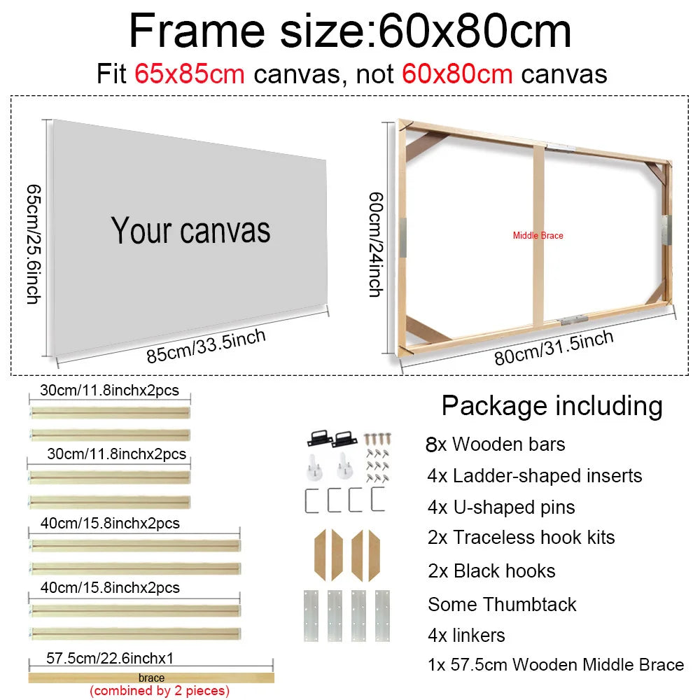50x70 60x90 60x120cm Canvas Frame Wooden Frames Wooden Photo Oil Painting Canvas Diamond Painting Frames Canvas Wood Wall Frame - Buy online at  Vibe In Cart.