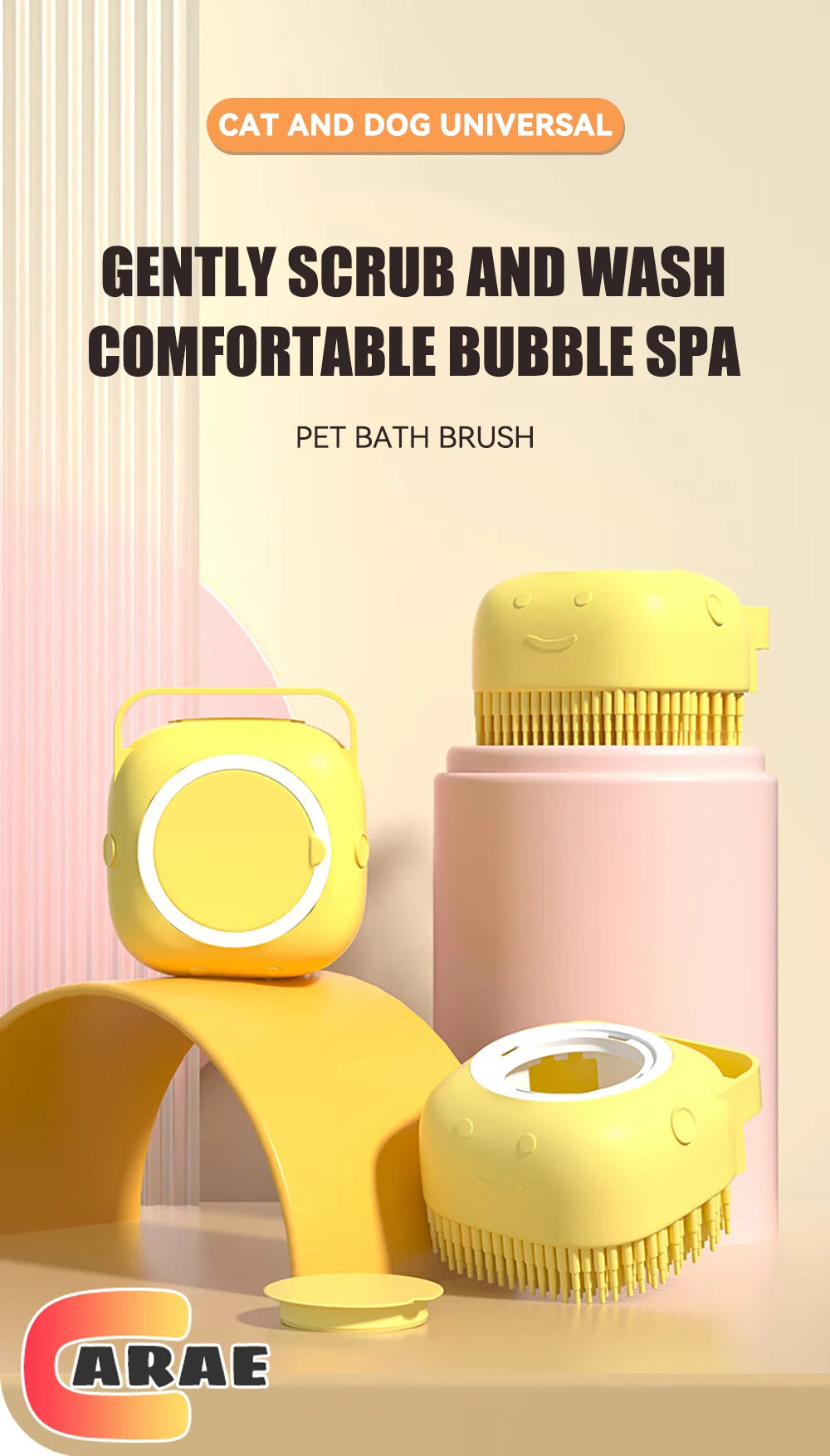 Dog Bathing Brush Pet Massage Brush Shampoo Dispenser Soft Silicone Brush Rubber Bristle for Dogs and Cats Shower Grooming Tool - Buy online at  Vibe In Cart.