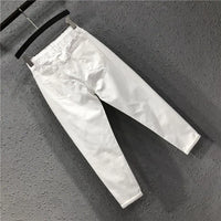 Women's White Straight Cotton Polyester Jeans Full Length