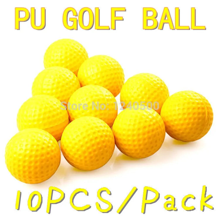 Soft PU Yellow Practice Golf Balls, 10 Pack for Indoor Training