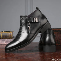 Winter Men's Elegant Boots Ankle non slip Leather Shoes British Zip Black Knight boots Pointed Punk Platform male Booties Botas - Buy online at  Vibe In Cart.