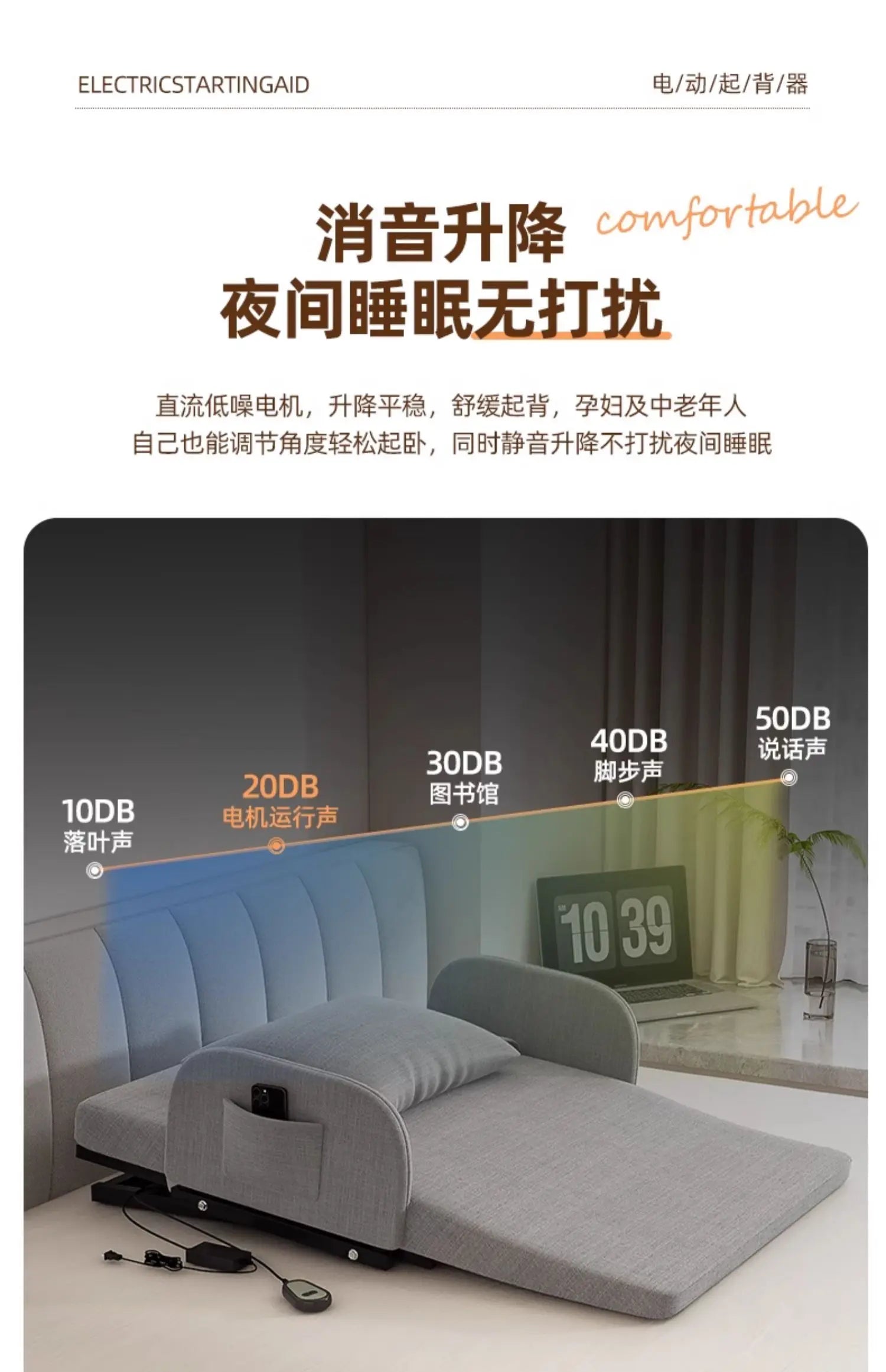 Adjustable Electric Bed Frame with Recliner for Home Use