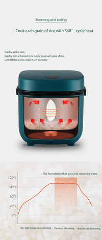 Mini Automatic Electric Rice Cooker with Steamer 1.2L for 1-2 People