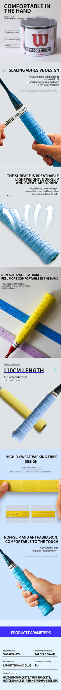 Shock Absorption Sticky Tennis Racket Over Grip Anti-slip Grip Tape Sport Fishing Rods Sweat Band Sweatband Accessory - Buy online at  Vibe In Cart.