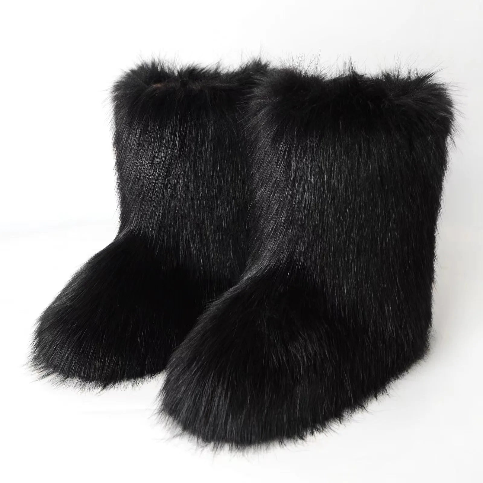 Y2K Fluffy Mid-calf Boots Winter Women Fashion Snow Boots Warm Cotton Shoes - Buy online at  Vibe In Cart.