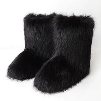 Y2K Fluffy Mid-calf Boots Winter Women Fashion Snow Boots Warm Cotton Shoes - Buy online at  Vibe In Cart.