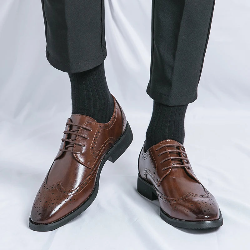 Men's leather shoes for business, retro, breathable, formal, wedding, leisure, business, and work - Buy online at  Vibe In Cart.