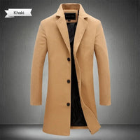 2024 Spring Autumn New Long Cotton Coat New Wool Blend Pure Color Casual Business Fashion Men's Clothing Slim Windbreaker Jacket - Buy online at  Vibe In Cart.