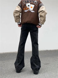 Brown Baggy Flare Jeans for Men Cotton Casual Pants