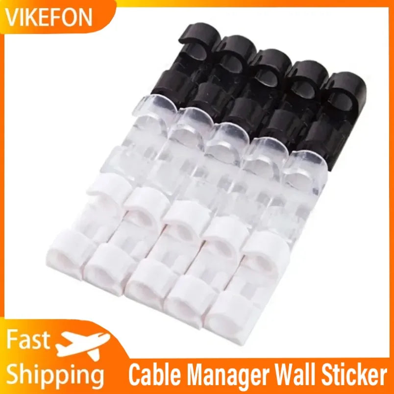 Plastic Cable Manager with Self-Adhesive Holders, 20 Pieces, Three Colors