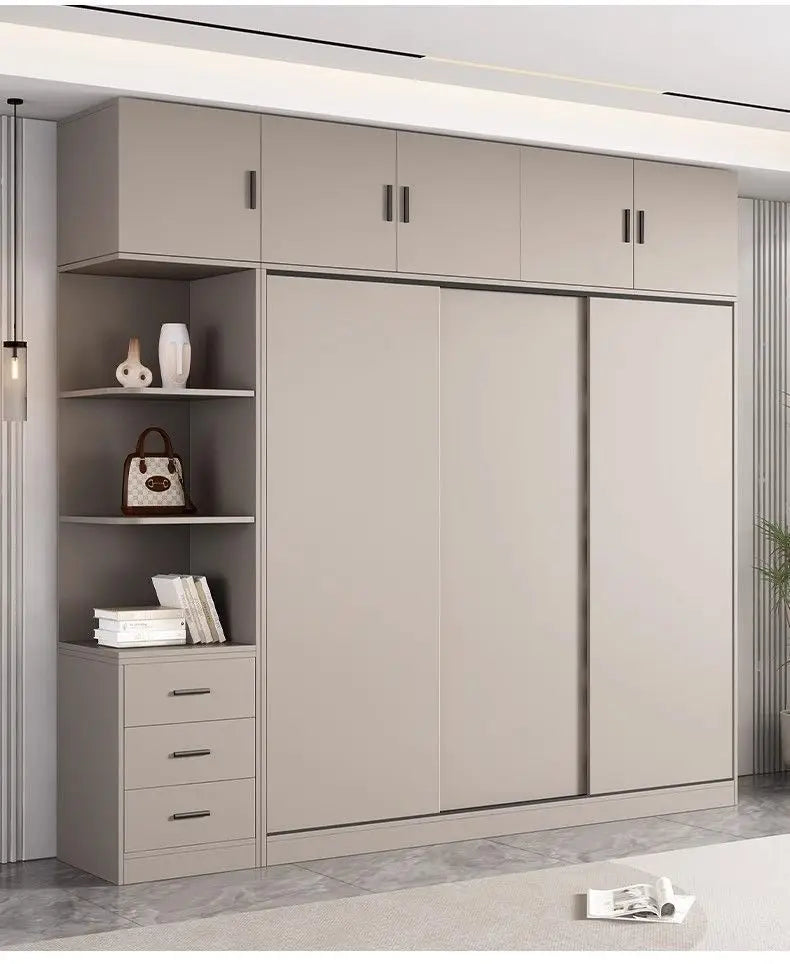 Solid Wood Sliding Door Wardrobe for Adult Bedroom Use