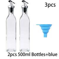 Glass Olive Oil Dispenser Bottle with Silicone Funnel for Kitchen