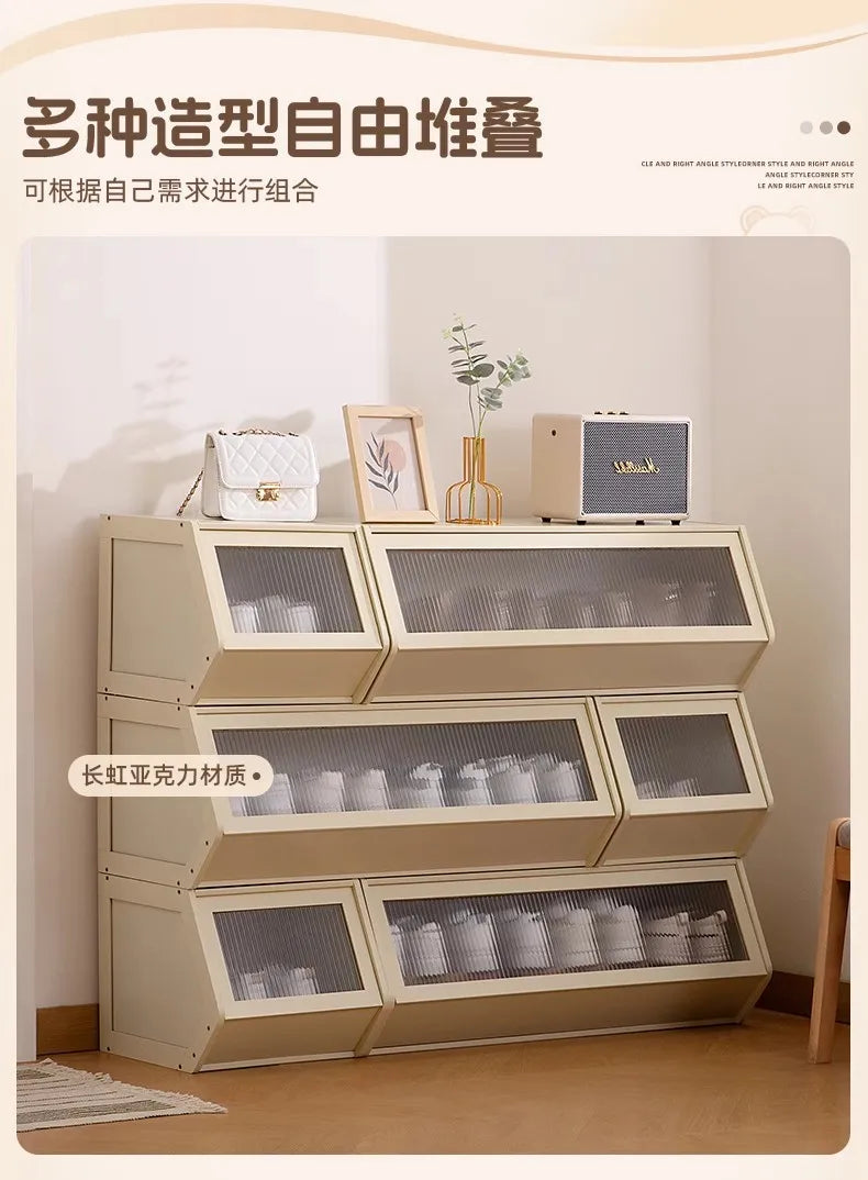 Multi-Layer Shoe Cabinet with Door for Dust-Proof Storage