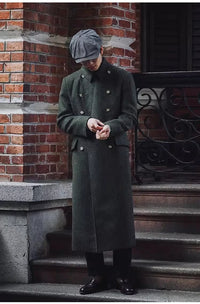 Mauroicardi Autumn Winter Long Warm Green Polo Coat Men Double Breasted Cool Luxury Elegant England Style Wool Blends Overcoat - Buy online at  Vibe In Cart.