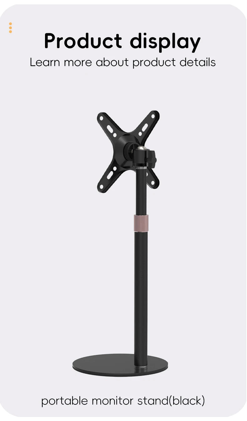 Height Adjustable VESA Portable Monitor Stand for Up to 18-Inch Monitors