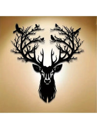1-Piece 15.75×14.72-Inch Deer-Tree Metal Wall Sculpture | Halloween & Christmas Gift, Metal-Carved Indoor/Outdoor Decor - Buy online at  Vibe In Cart.