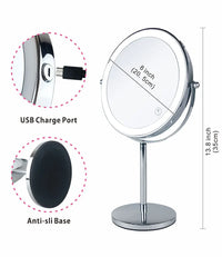 8inch 10X Magnifying LED Makeup Mirror with 3 Color Light Touch Switch Double Side USB Charging Desktop Vanity Cosmetic Mirror - Buy online at  Vibe In Cart.