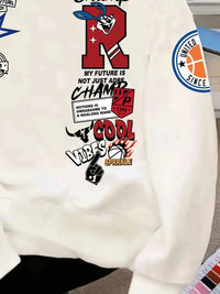 The new men's round-neck hoodie for Spring and Autumn 2025 features a street casual and fashionable 3D letter pattern print - Buy online at  Vibe In Cart.