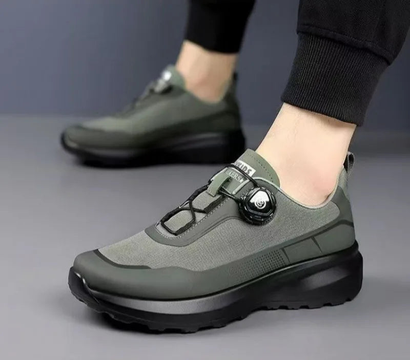 Men's Button Closure Casual Walking Shoes Flat Heel Design