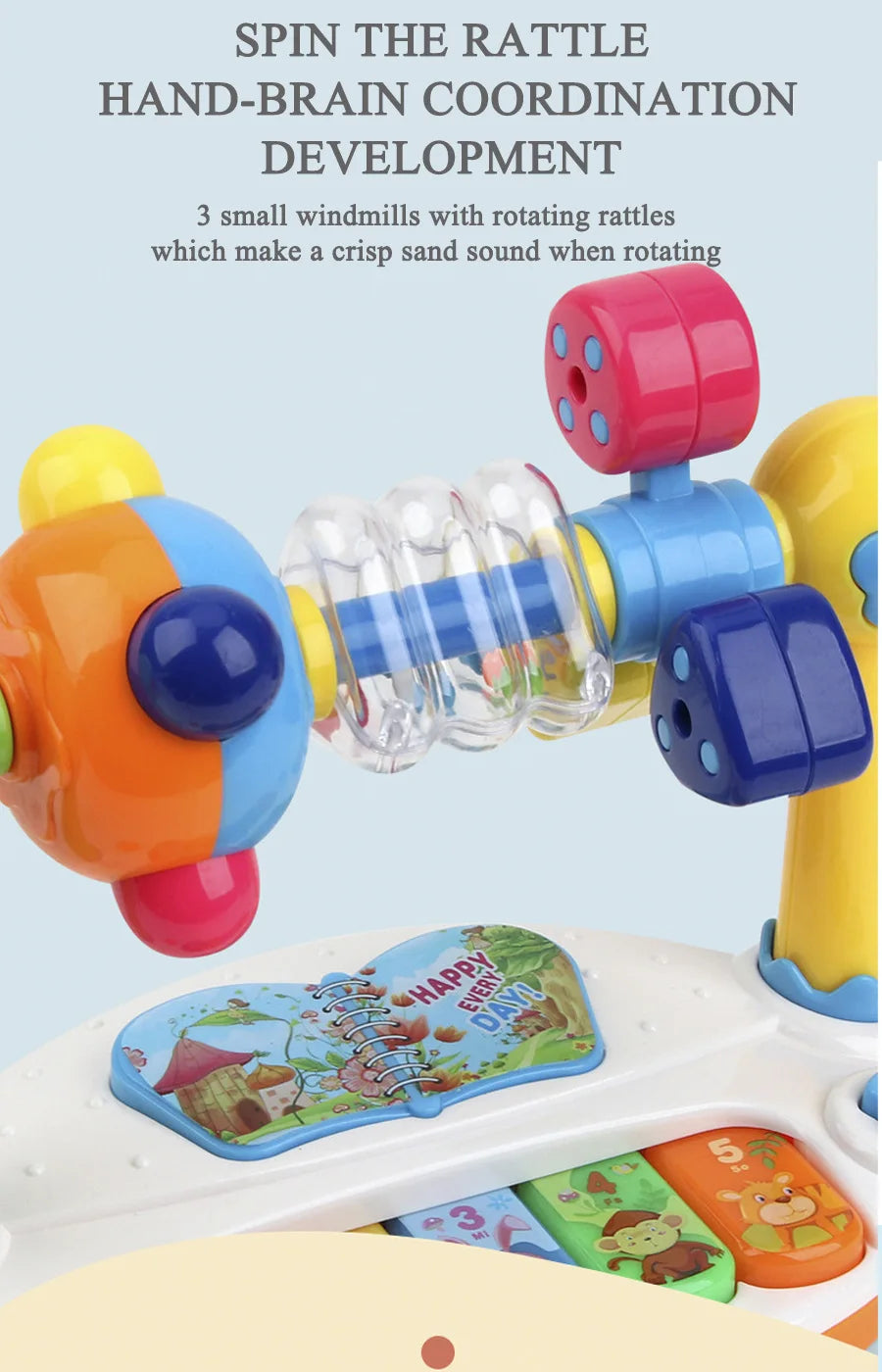 Baby Piano Toys Kids Rotating Music Piano Keyboard With Light Sound Musical Toys For Toddlers Early Educational Music Toy Gifts