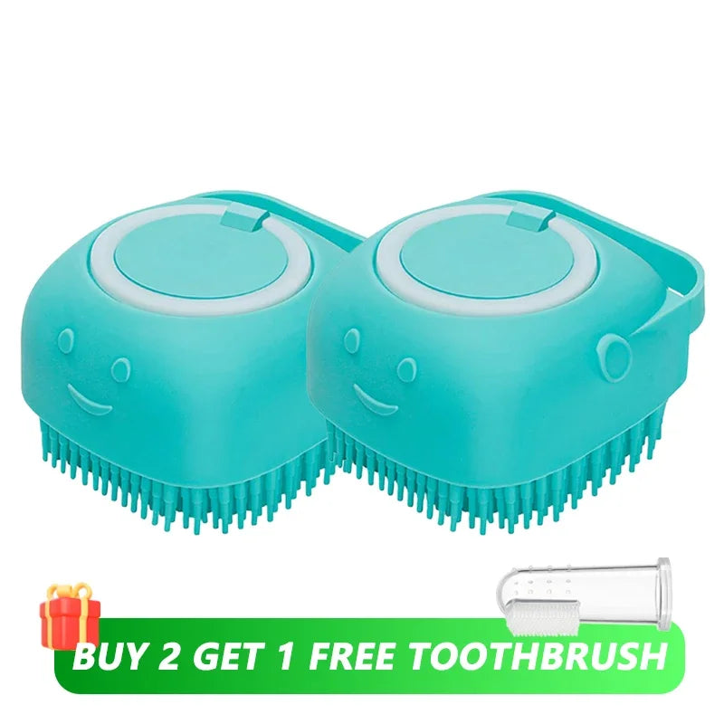 Dog Bathing Brush Pet Massage Brush Shampoo Dispenser Soft Silicone Brush Rubber Bristle for Dogs and Cats Shower Grooming Tool - Buy online at  Vibe In Cart.