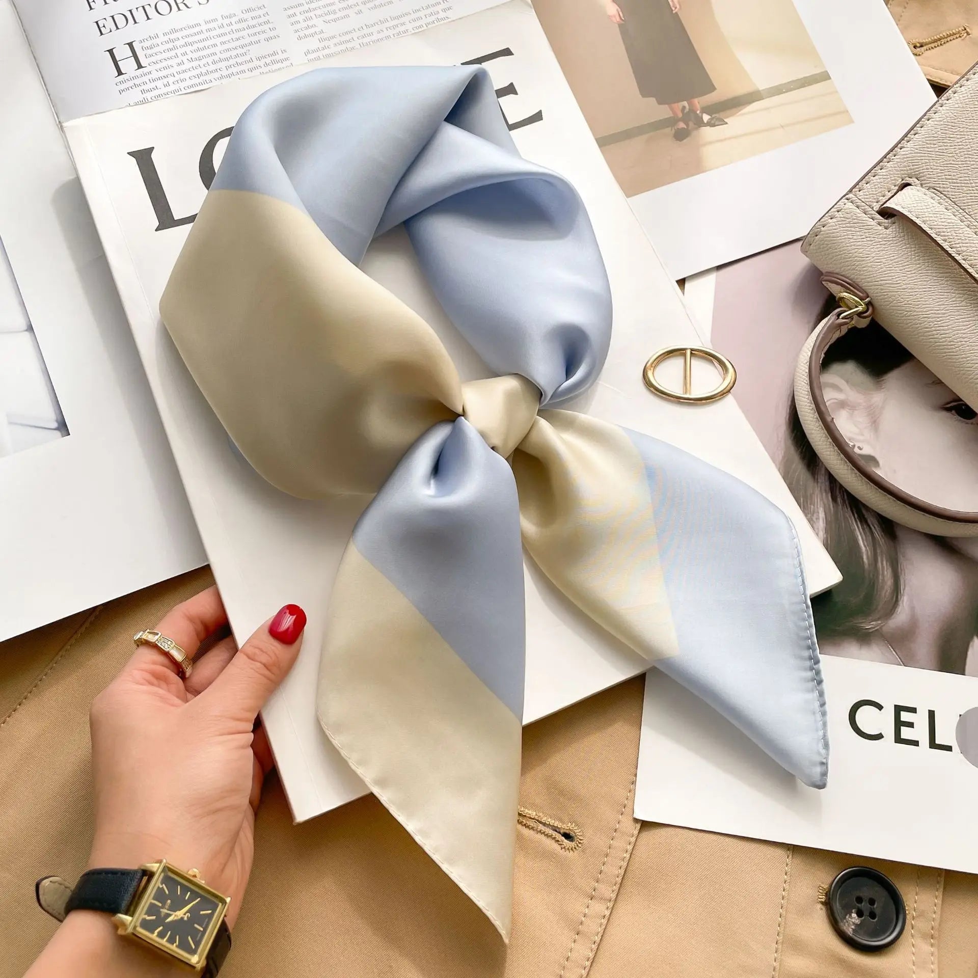 Women's 70x70cm Square Silk Scarf Shawl Headband