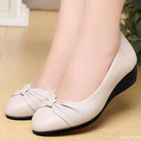Low heeled light mom Shoes Waterproof Bow Flats Soft soled comfort Women's shoe Casual non slip leather shoes Zapatos Mujer - Buy online at  Vibe In Cart.