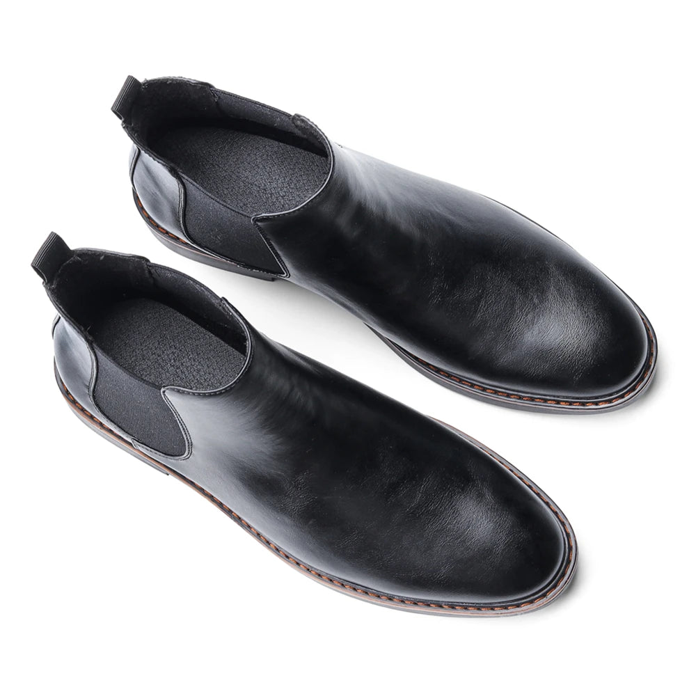 Men's Ankle Slip-On Boots, Sizes 40-46, Low Heel, Bonded Leather Insole