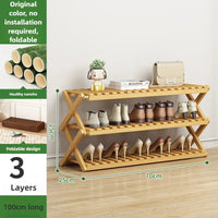 Folding Multi-Level Bamboo Shoe Rack for Living Room Storage