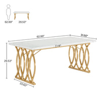 Modern Wooden Office Desk with Metal Legs, 70.9 Inches